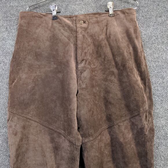 Hypo Active Women's Leather Pants Brown 12 Flat Front Lined Logo - Picture 3 of 10